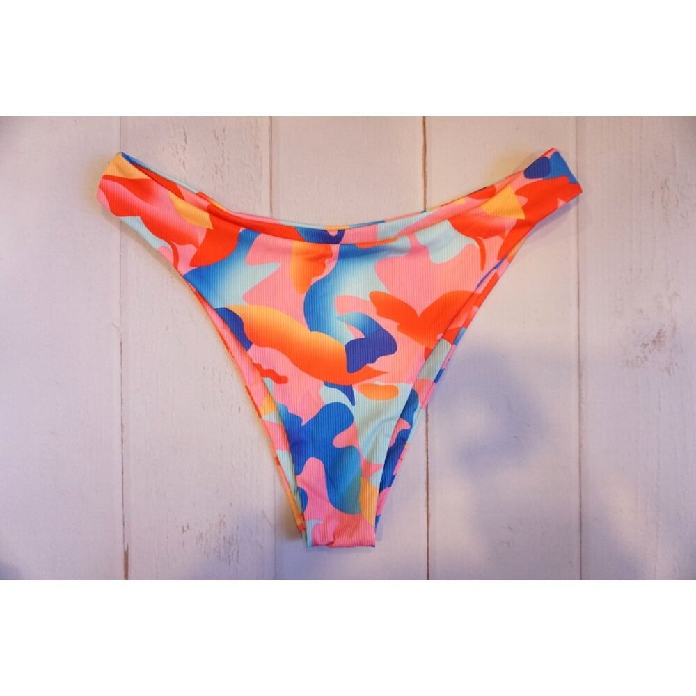 ZAFUL Ribbed Colorblock Cheeky Swim Bikini Bottoms - Size L (8-10), NWOT